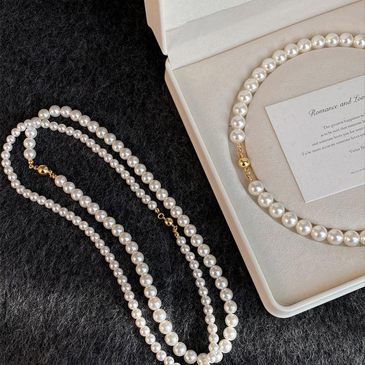 Women's Perfect Circle Pearl Twin Sweater Chain Light Necklaces