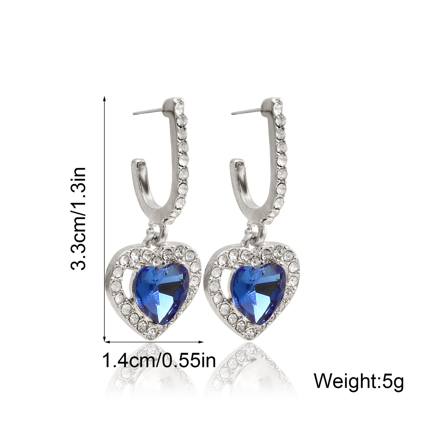 Exquisite Peach Heart Full Diamond Loving Earrings