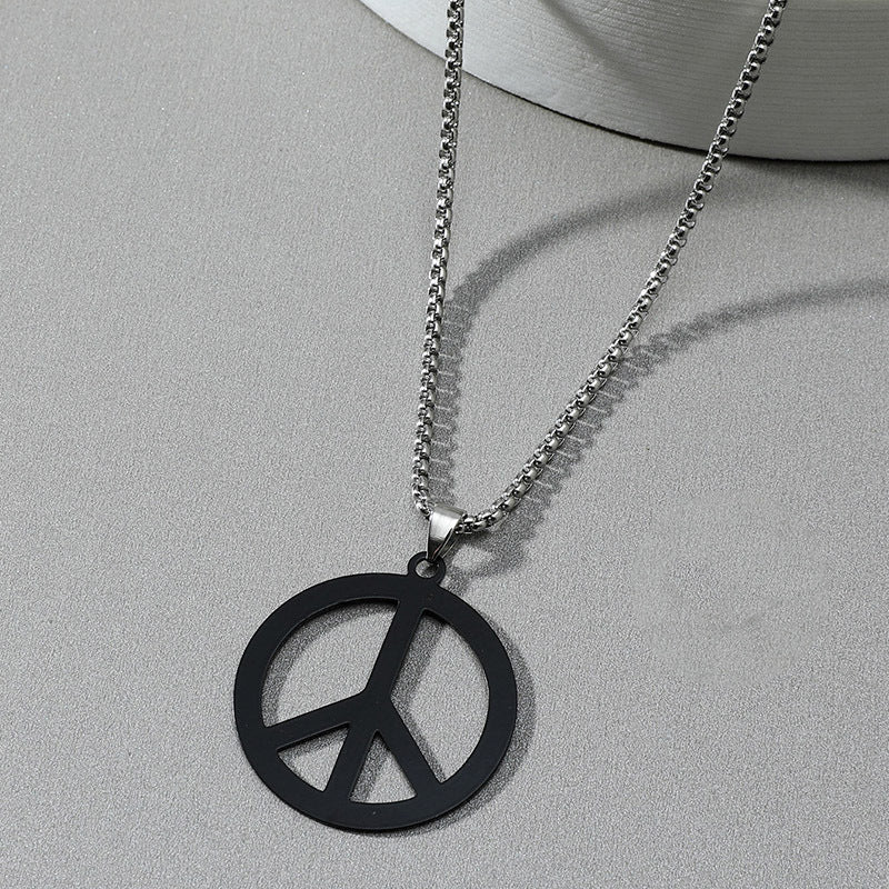 Men's Titanium Steel Stainless Korean Style Sweater Chain Peace Necklace