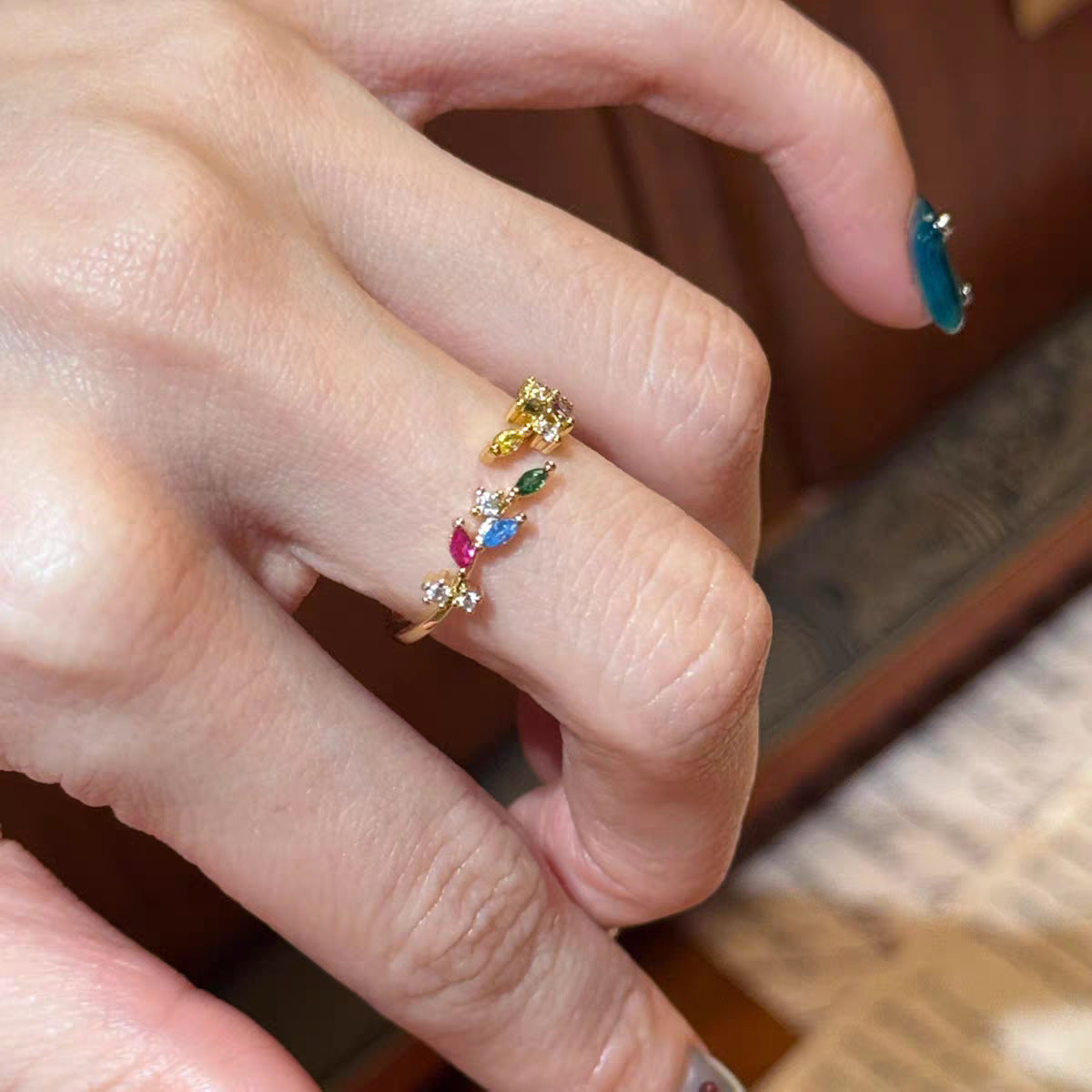 Rainbow Flash Color Female Exquisite Unique Design High-grade Ring