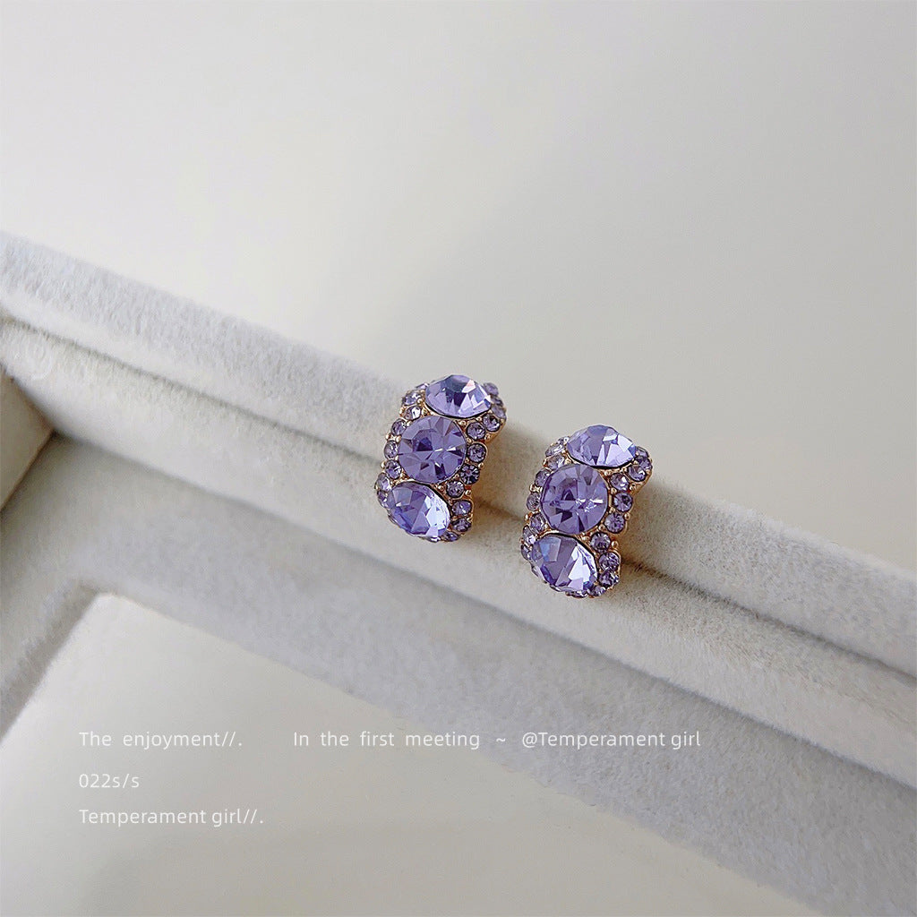 Simple Commute Geometry Pattern In Purple Stud Earrings