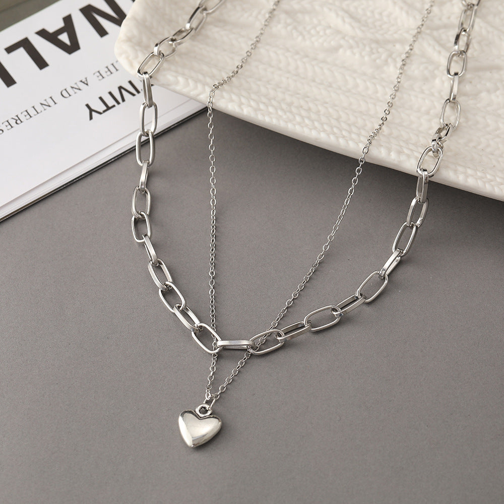 Cold Style Pullover Chain Peach Heart Necklaces