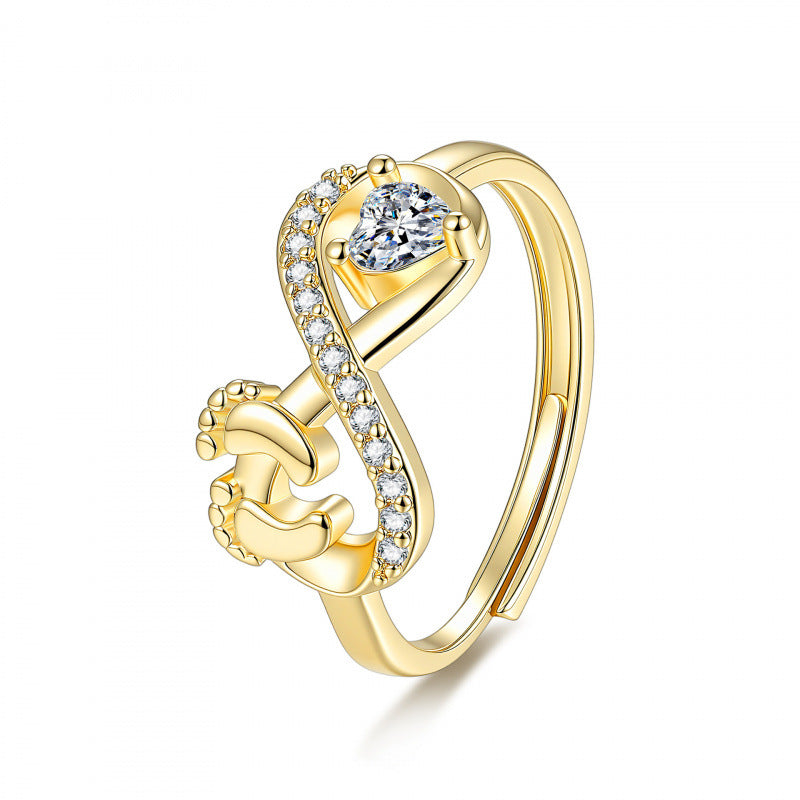 Footprints Love High Sense Index Finger Design Cute Sweet Ring