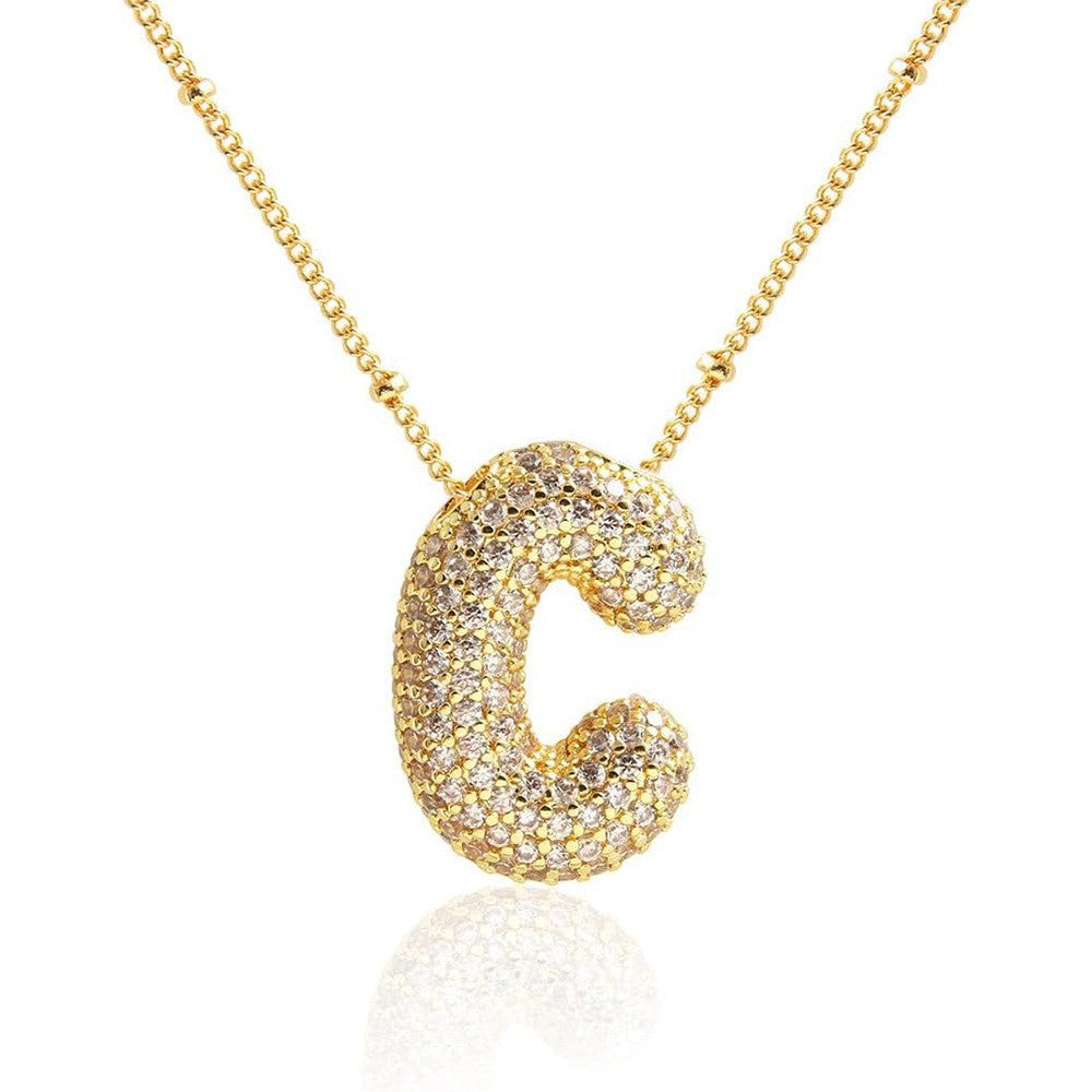 Women's Inlaid Zircon Full Diamond Bubble Letter Pendants