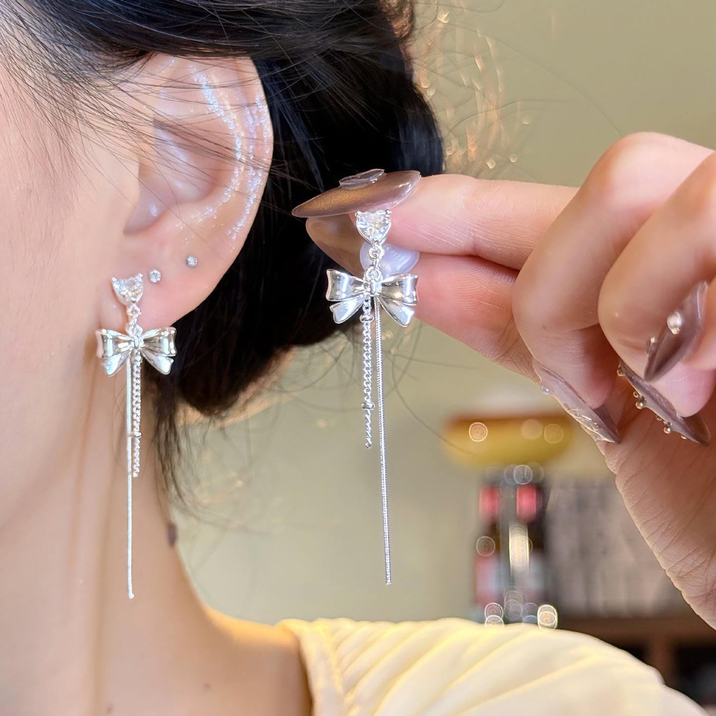 Women's Fringe Needle Zircon Light Luxury Sweet Stud Earrings