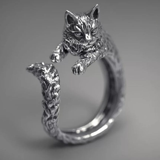 Women's Simple Cute Kitten Open Cat Paw Ear Puppy Rings