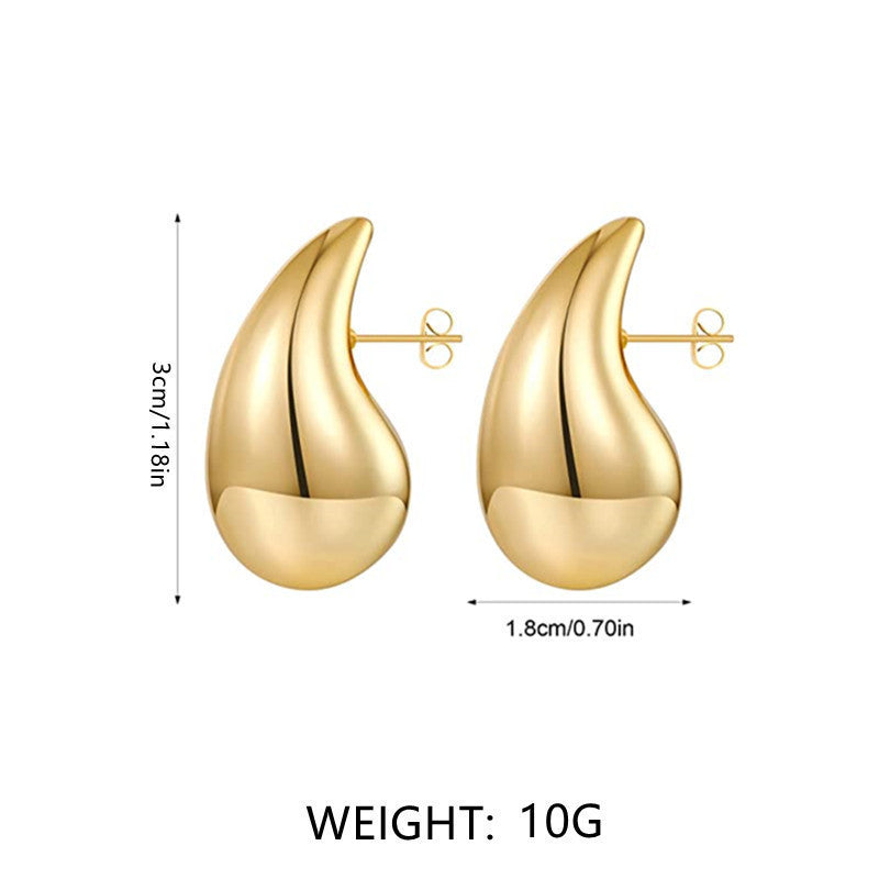 Women's Exquisite Water Drop Ear Metal Texture Cold Style Rings