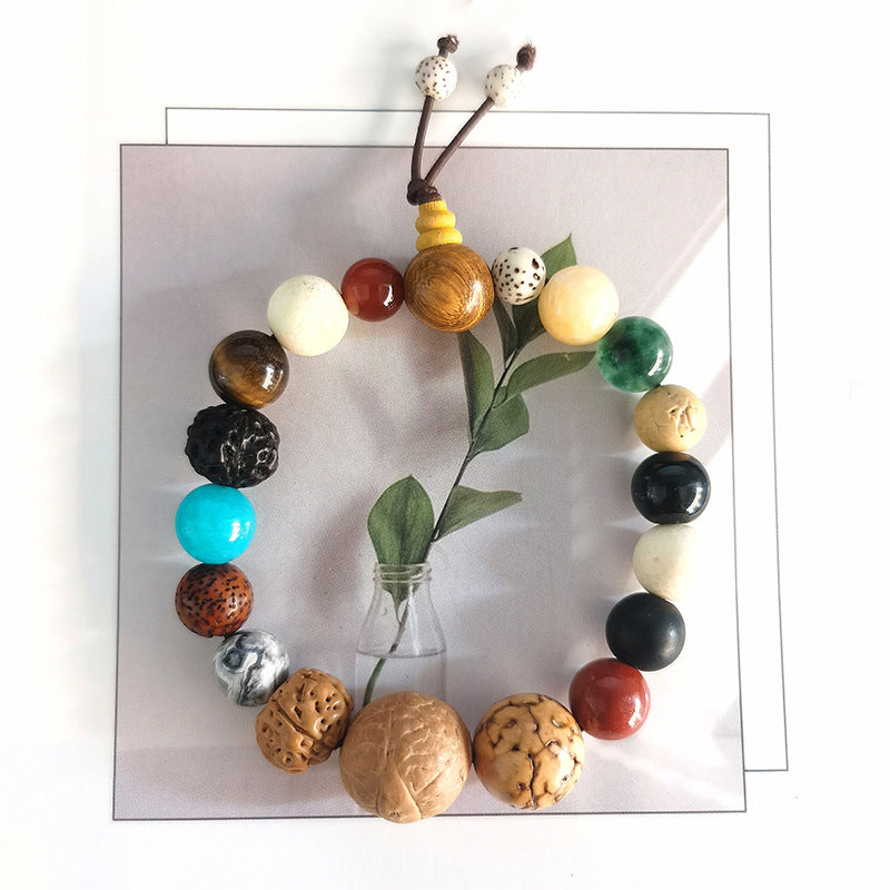 Women's & Men's Root White Jade Lotus Rosary Seed Scenic Bracelets