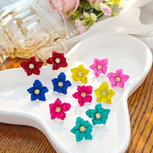Frosted Flower Female Fashion Petal Sweet Natural Graceful Stud Earrings