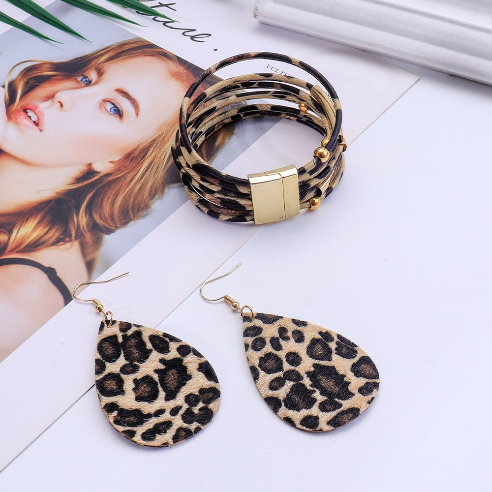 Fashion Vintage Leopard Print Exaggerated Personalized Metal Bracelet