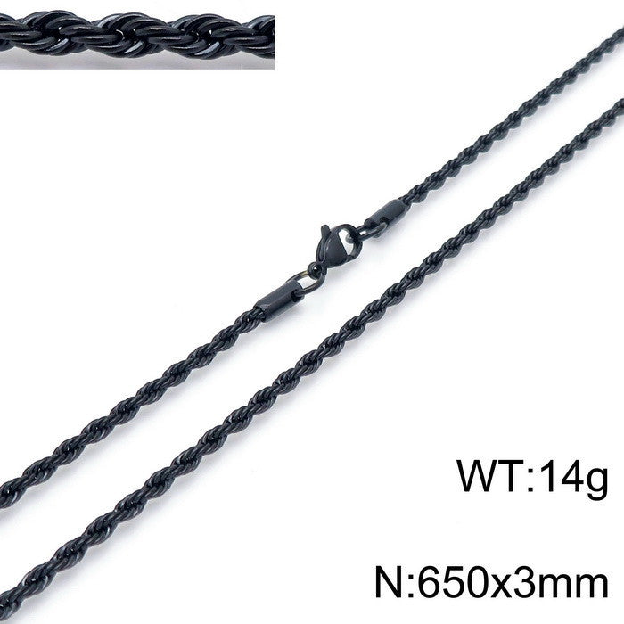 Women's & Men's Plating Black Titanium Steel Winding Ladder Necklaces