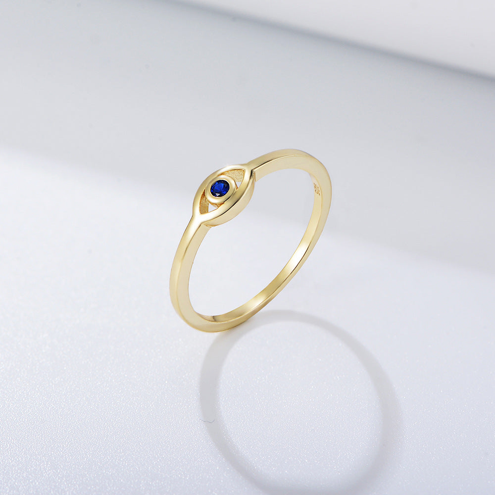 Devil's Eye Female Personality Retro Gold-plated Blue Rings