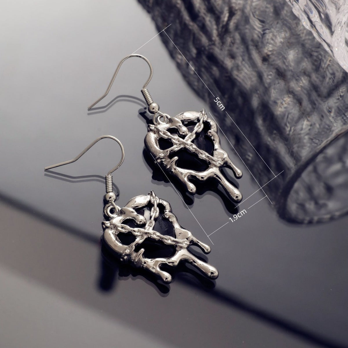 Creative Abstinence Series Dark Style Lava Love Hip Hop Heart-shaped Earrings