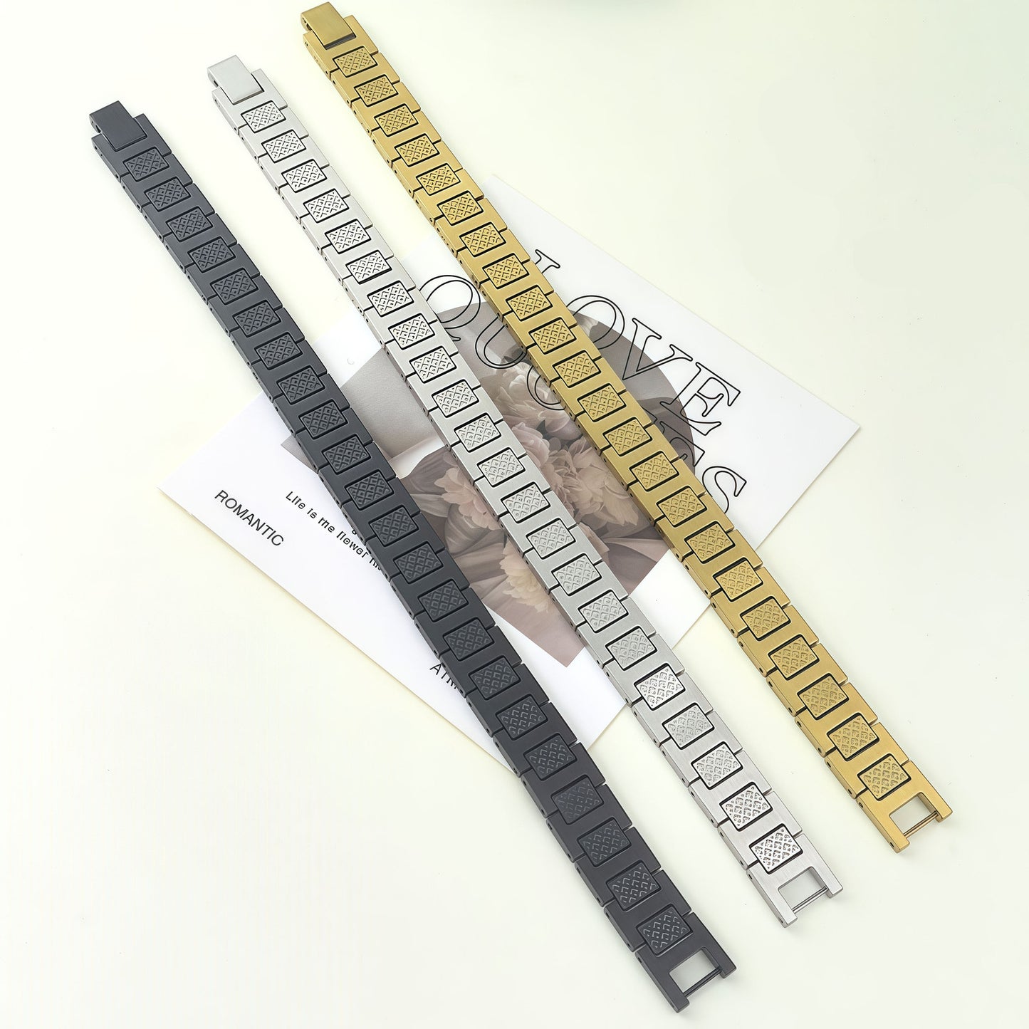 Women's & Men's Box Stainless Steel Crocodile Adjustable Strap Bracelets