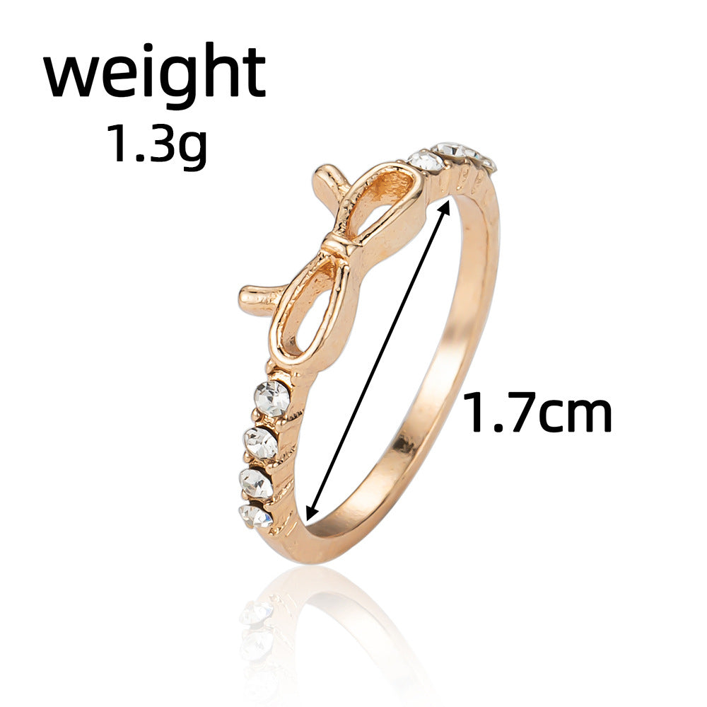 Fashion Simple Spot Drill Bow Single Ring