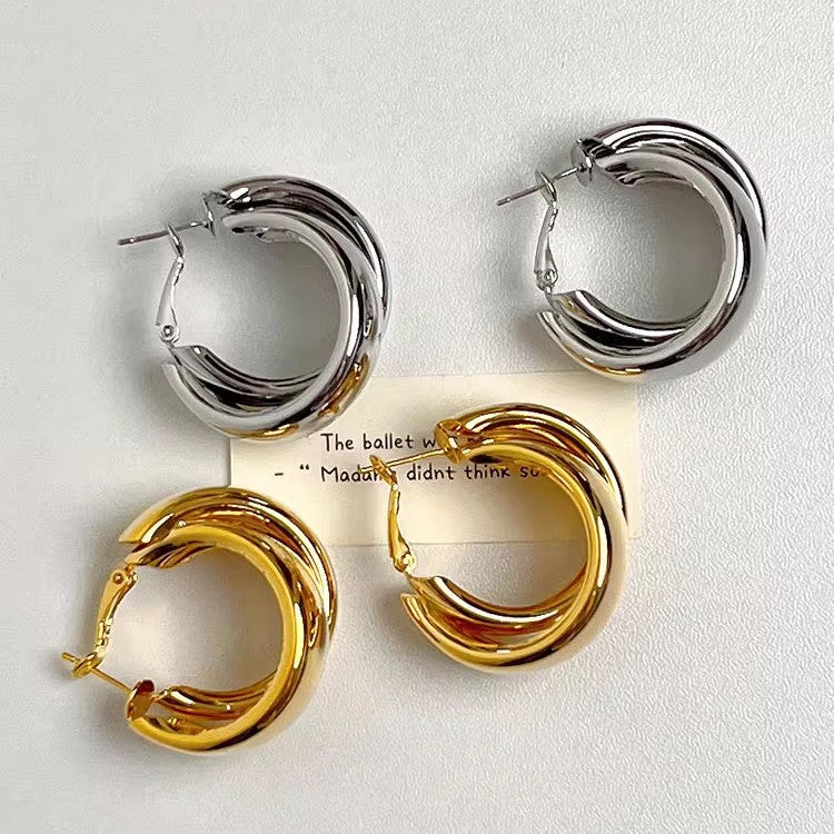 Style Geometric Metal Hoop France Designer Model Light Luxury High-grade Rings