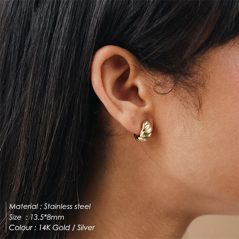 Fashion Horn Gold-plated Simple Stainless Steel Earrings