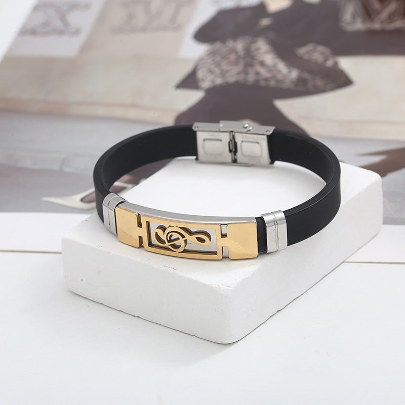 Men's Silicone Retro Personalized Stainless Steel Bracelets