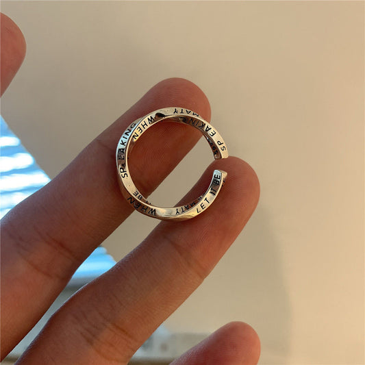Geometric Mobius Female Retro Fashion Personalized Letter Opening Ring