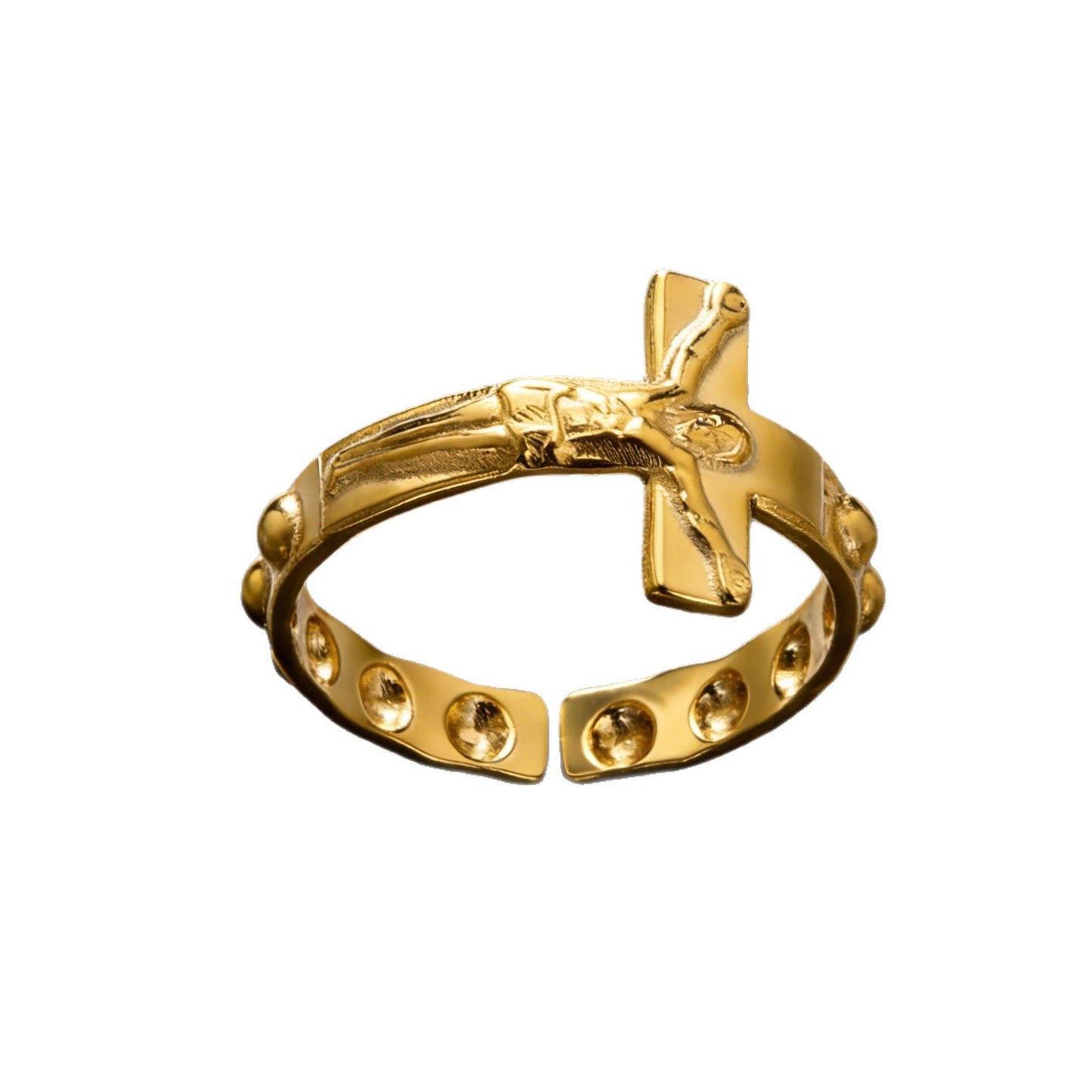 Cross Stainless Steel Female Unisex Crucified Ring