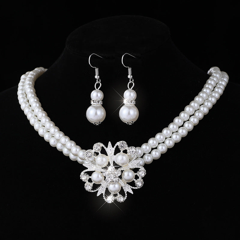 Comfortable Classy Bridal Full Diamond Clavicle Jewelry Set
