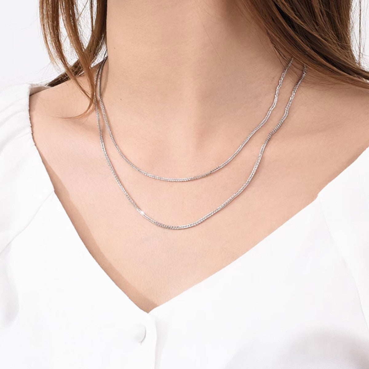 Women's Sier Adjustable Chopin Chain Pull Love Necklaces