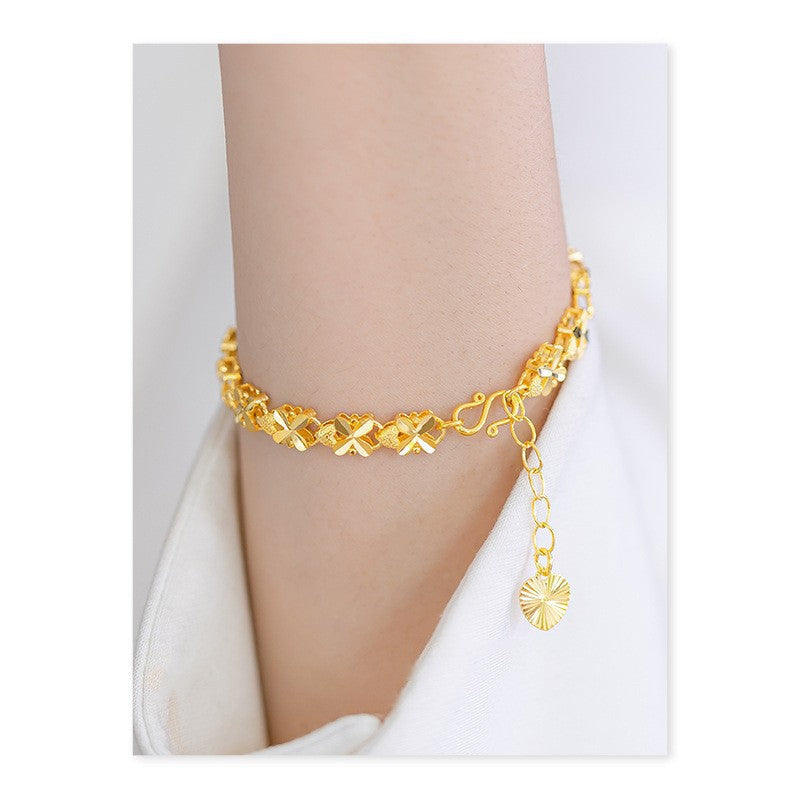 Niche Alluvial Gold Four-leaf Clover Copper Plated No Bracelet