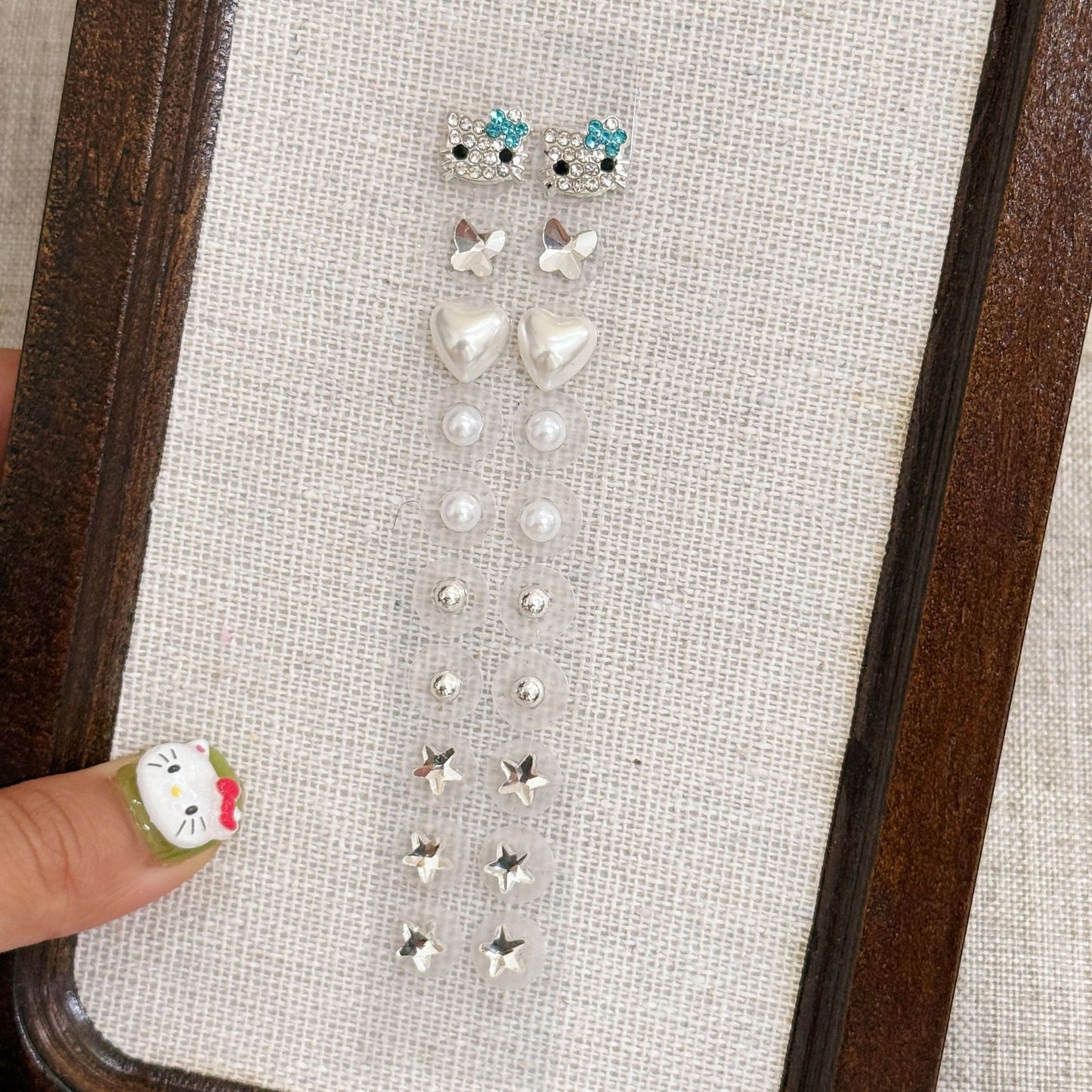 Fashion Auricular Point Sticker Crystal Ear Patch Bead Massage Stress Earrings