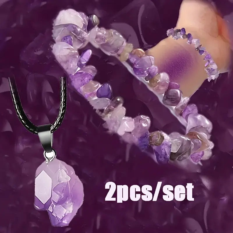 Stone Amethyst Crystal Bud Irregular Rough Necklaces