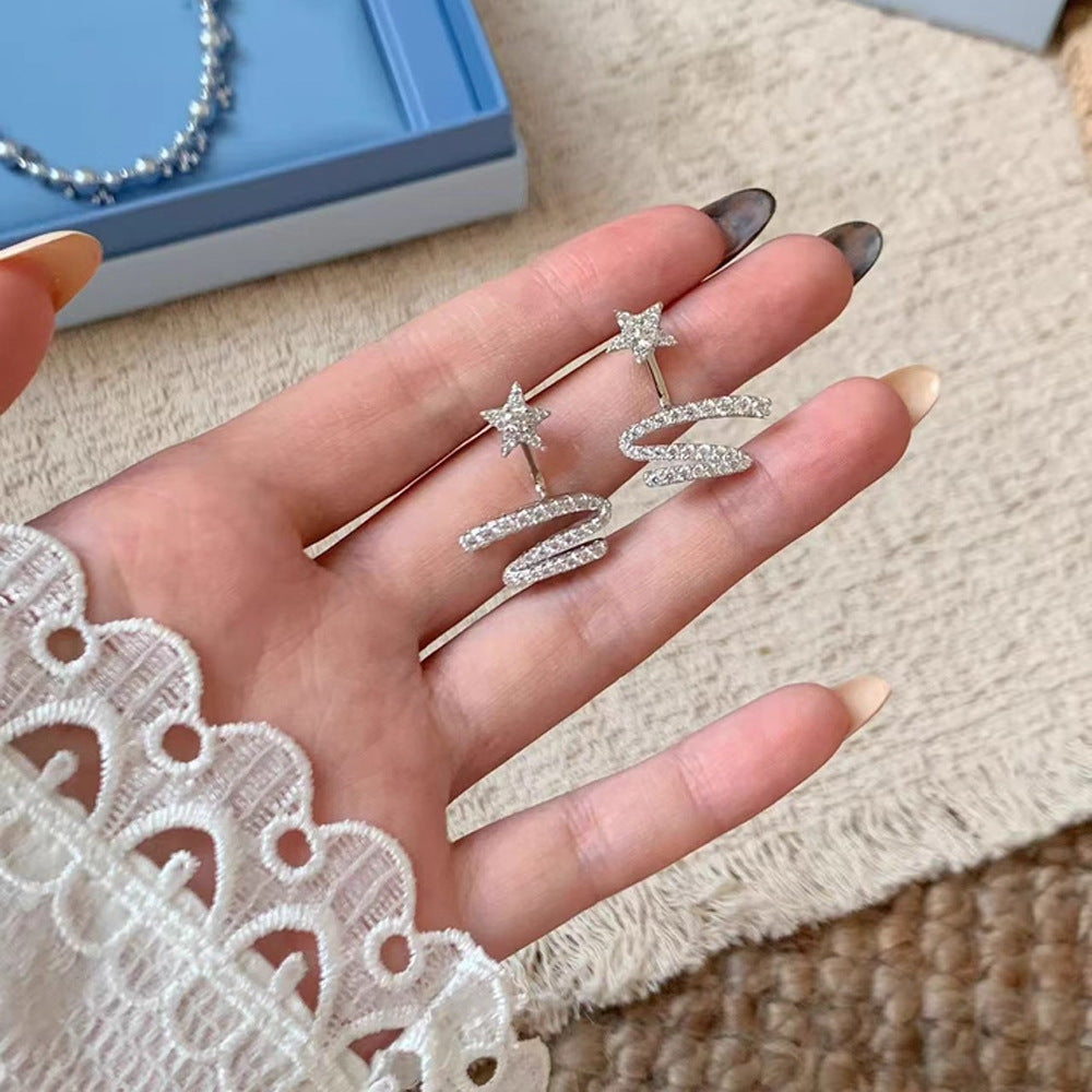 Women's Inlaid Zircon Star Ribbon Fashionable Elegant Exquisite Sweet Light Luxury Rings