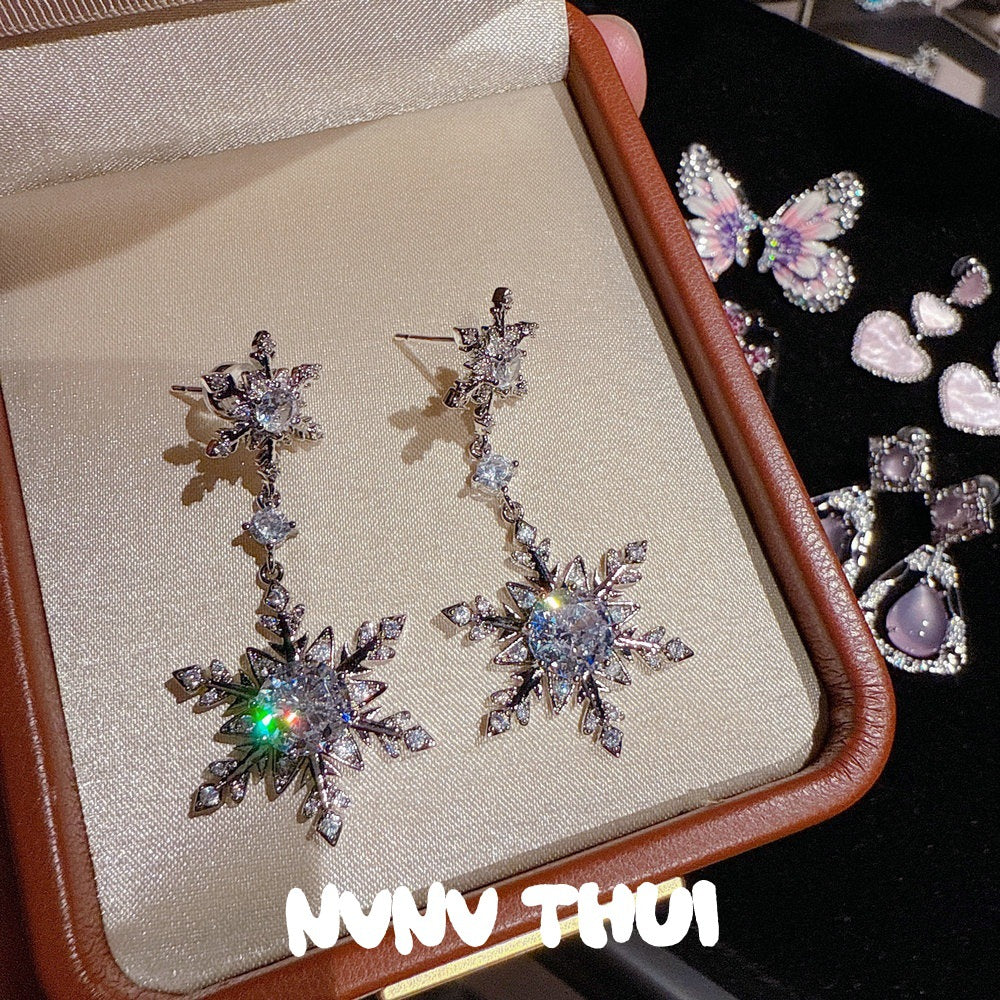 Fragrance Drip Glazed Butterfly Gem Rich Woman Colorful Flowers Rhinestone Earrings