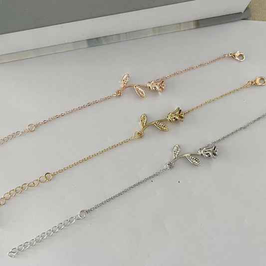 Rose Female Cute Plant Flower Watch Bracelet