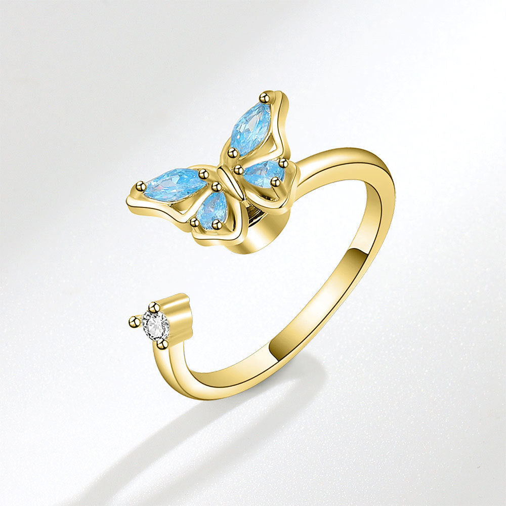 Rotatable Butterfly Female Cold Wind Niche Opening Ring