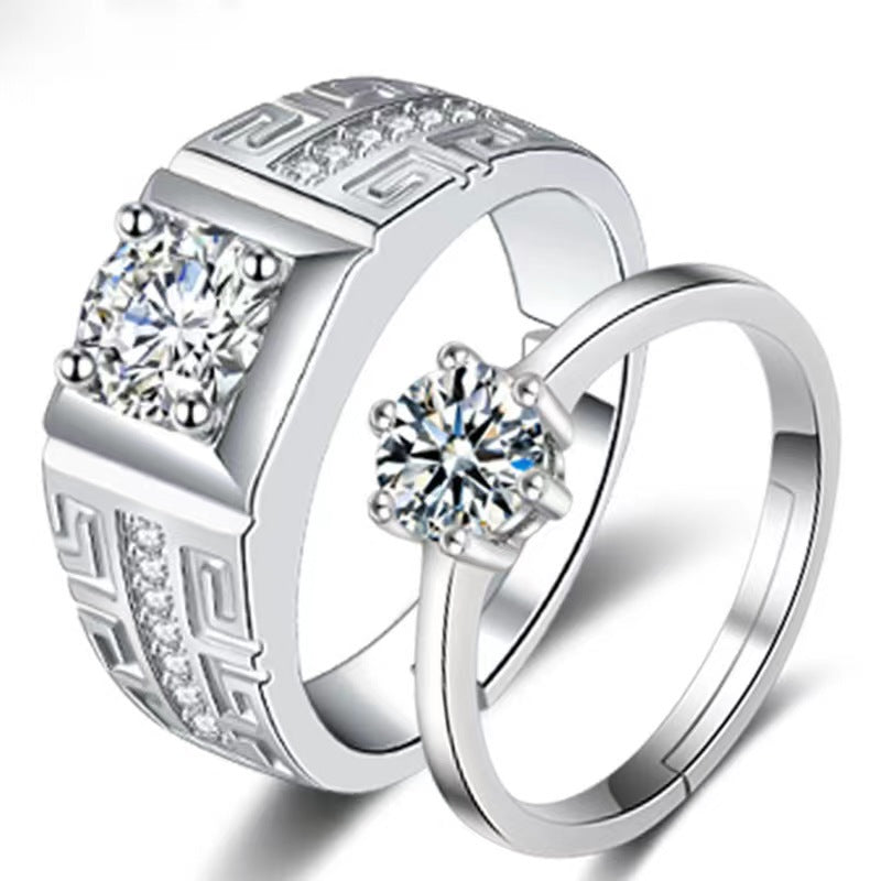 Women's & Men's Moissanite Zircon Engagement For Couple Classic Rings