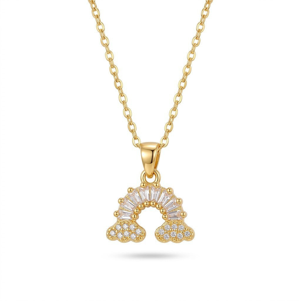 Women's Elegant Rainbow Fashion Star Moon Clavicle Necklaces