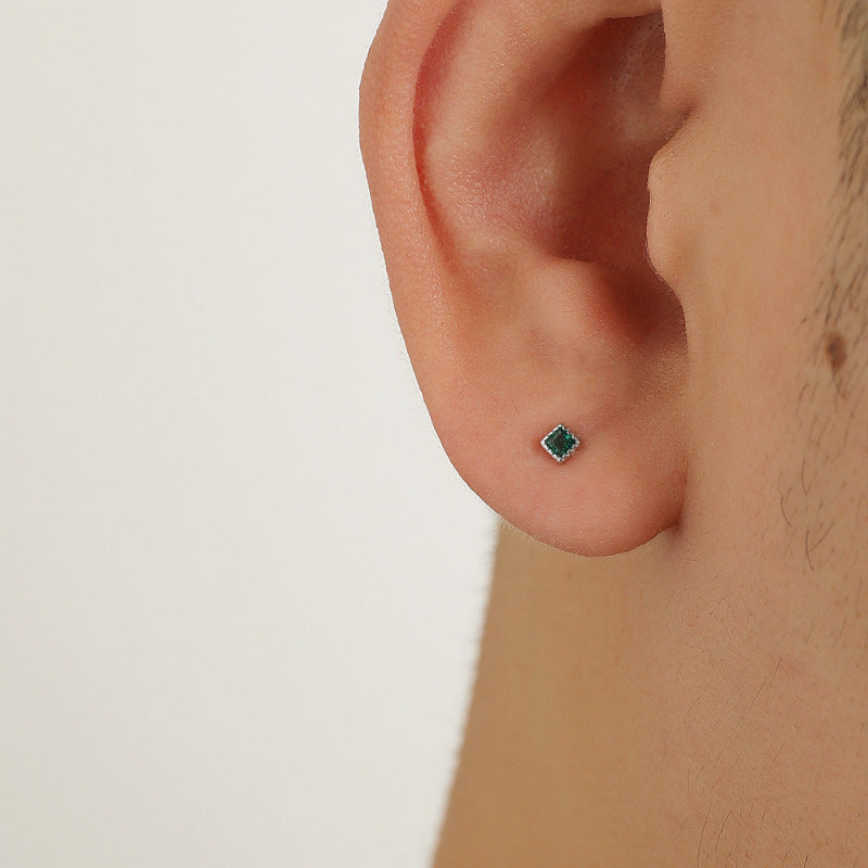 Small Ear Bar Single Elegant Geometric Square Personality High Sense Stud Earrings