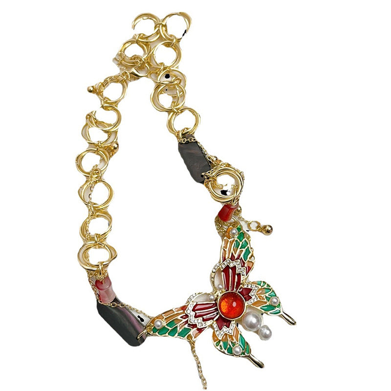 Retro Fashion Butterfly Tassel Female Design Necklace