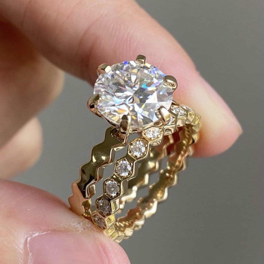 Honeycomb Couple Female Fashion Light Luxury Rings