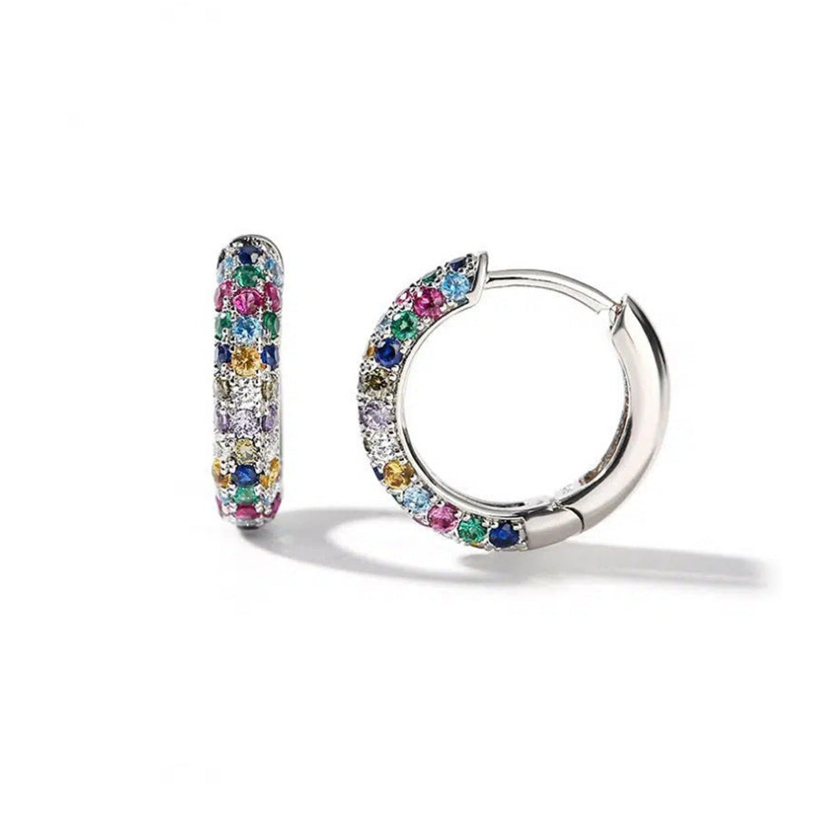 Environmental Protection Alloy Fashion Simple Colorful Zircon Ladies Clip Ear Buckle