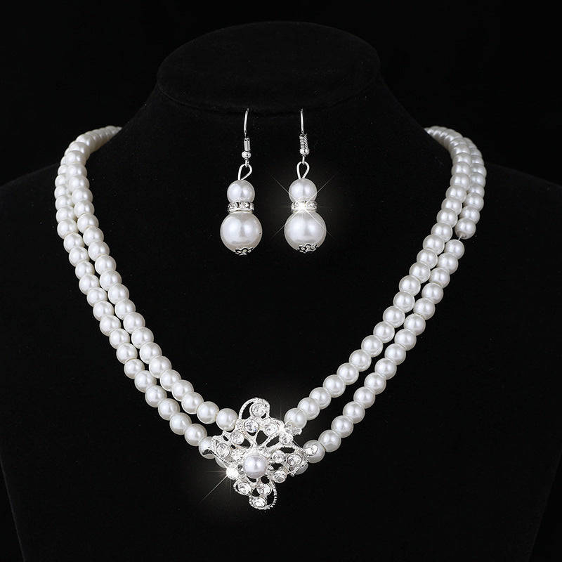 Comfortable Classy Bridal Full Diamond Clavicle Jewelry Set