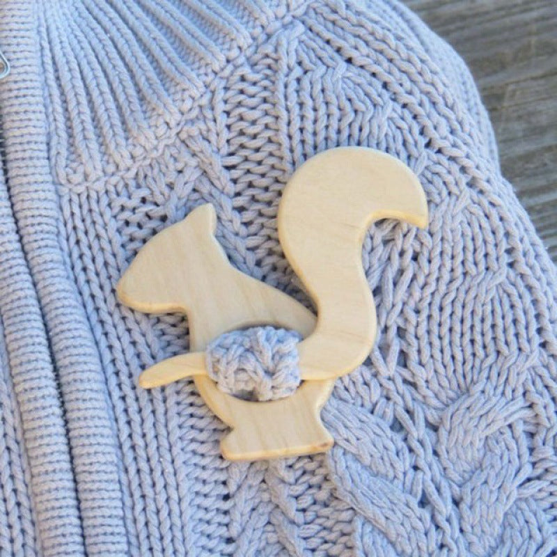 Wooden Brooch Winter Scarf Pin Animal Brooches