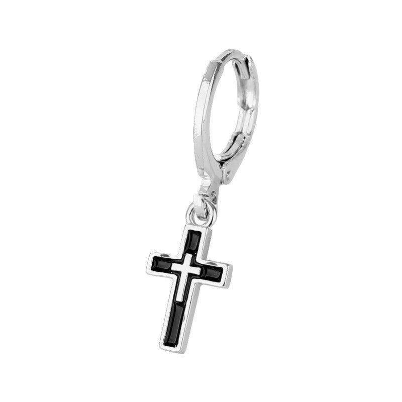 Selection Blue Diamond Cross Clip Personality Fashion Cool Korean Style Ear Buckle