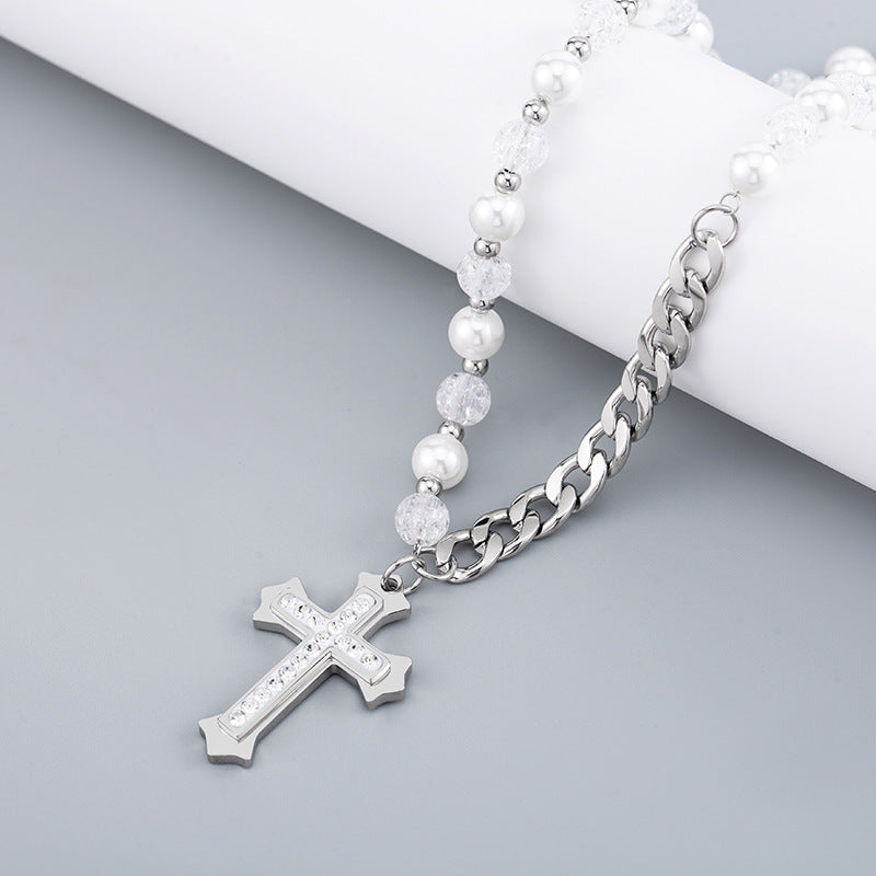 Women's & Men's Punk Titanium Steel Short Stitching Chain Necklaces