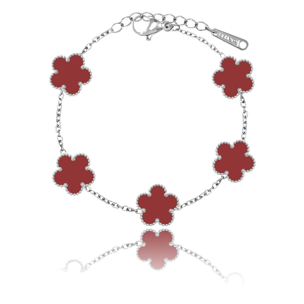 Parthenocissus Grass Fashion Five-leaf Flower Three-piece Ear Stainless Bracelet