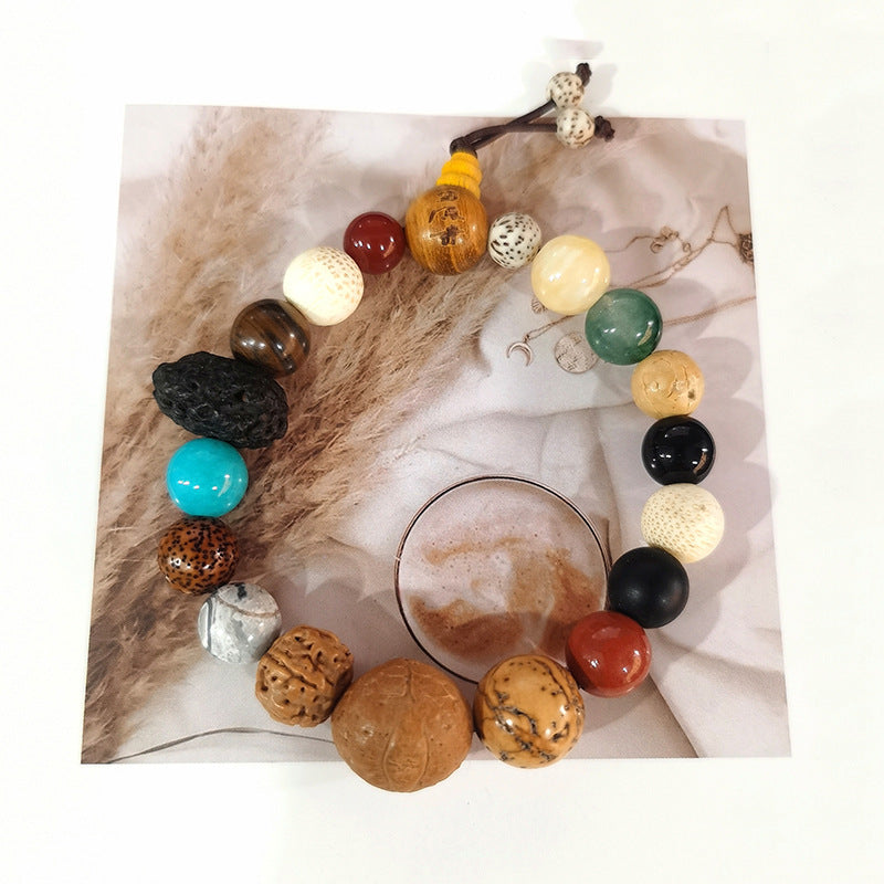 Women's & Men's Root White Jade Lotus Rosary Seed Scenic Bracelets