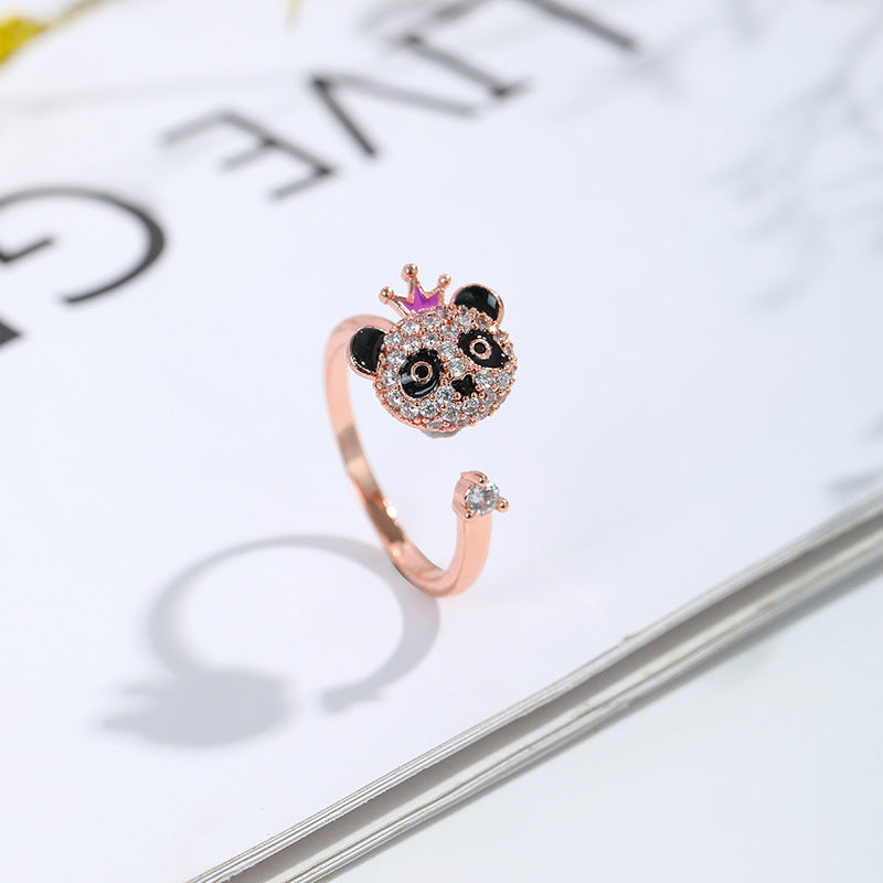 Panda Spinning Creative Opening Adjustable Index Finger Ring
