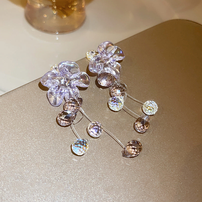 Dopamine Vacation Style Sier Needle Bead Flower Delicate Indie Earrings