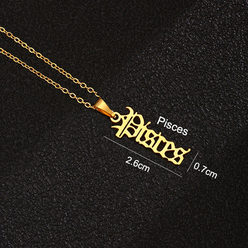 Women's & Men's Constellations Stainless Steel English Letters Titanium Clavicle Pendants