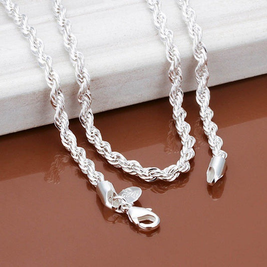 Jewelry Twist Sier Plated Flash Twisted Necklaces