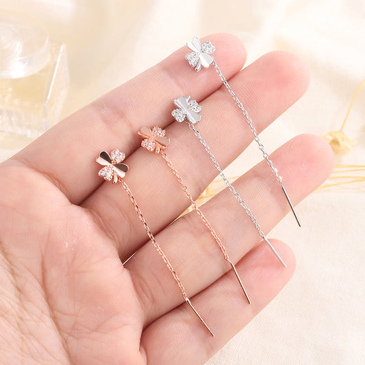 Women's Lucky Four-leaf Clover Simple Refined Rhinestone Rings